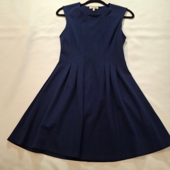 Monteau Los Angeles High Scoop Neck Fit & Flare Dark Blue Dress Size M Sleeveles - Picture 3 of 16